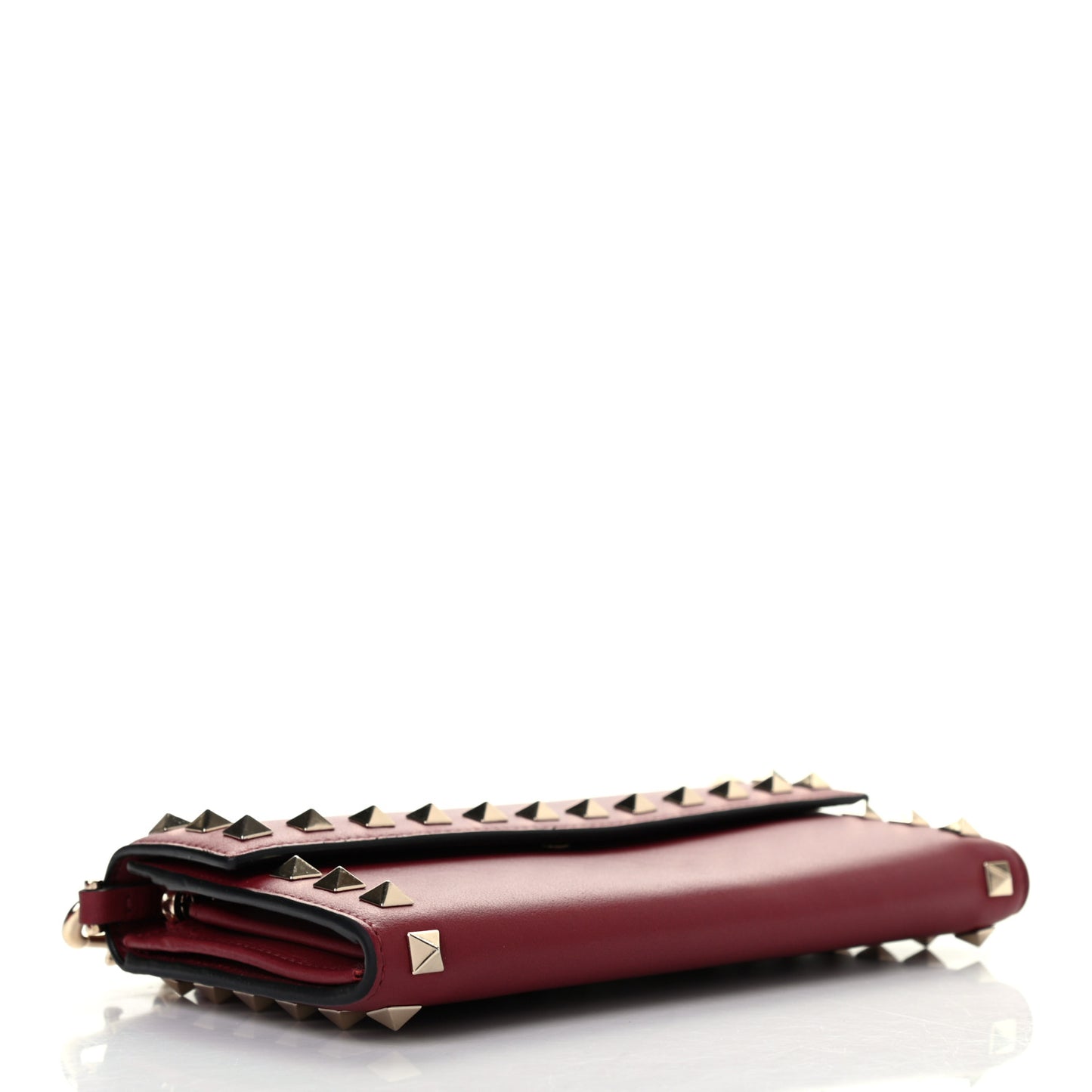 Vitello Rockstud Wristlet Travel Wallet Rubino