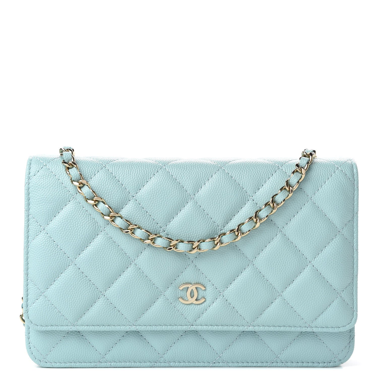 Chanel Caviar Quilted Wallet On Chain WOC Light Blue 1 of 10