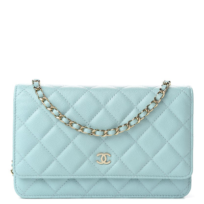 Chanel Caviar Quilted Wallet On Chain WOC Light Blue 1 of 10