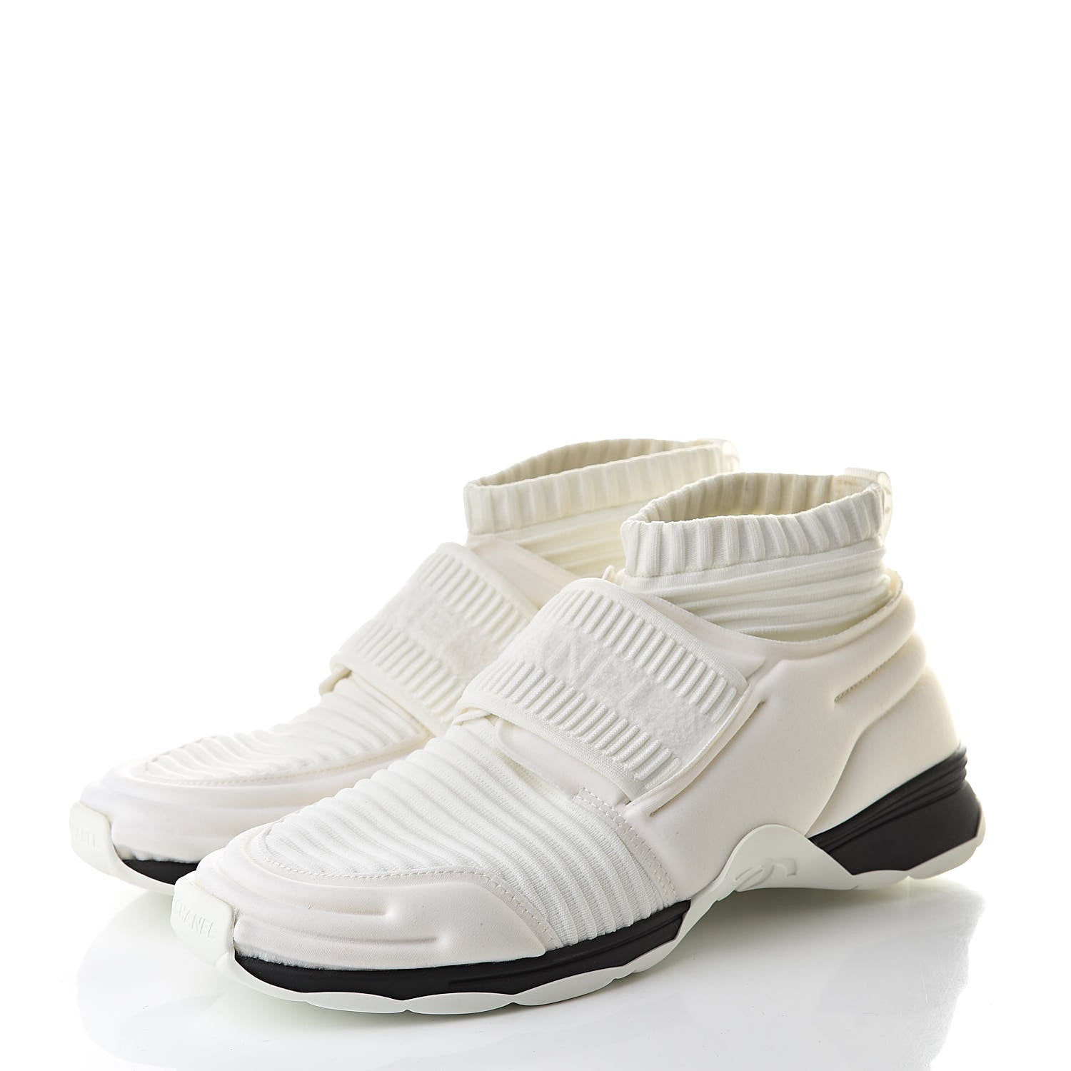 Chanel Stretch Fabric CC Sneakers 38.5 White 3 of 8