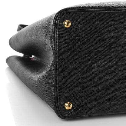 Prada Saffiano Cuir Large Double Bag Black Fuoco 7 of 10