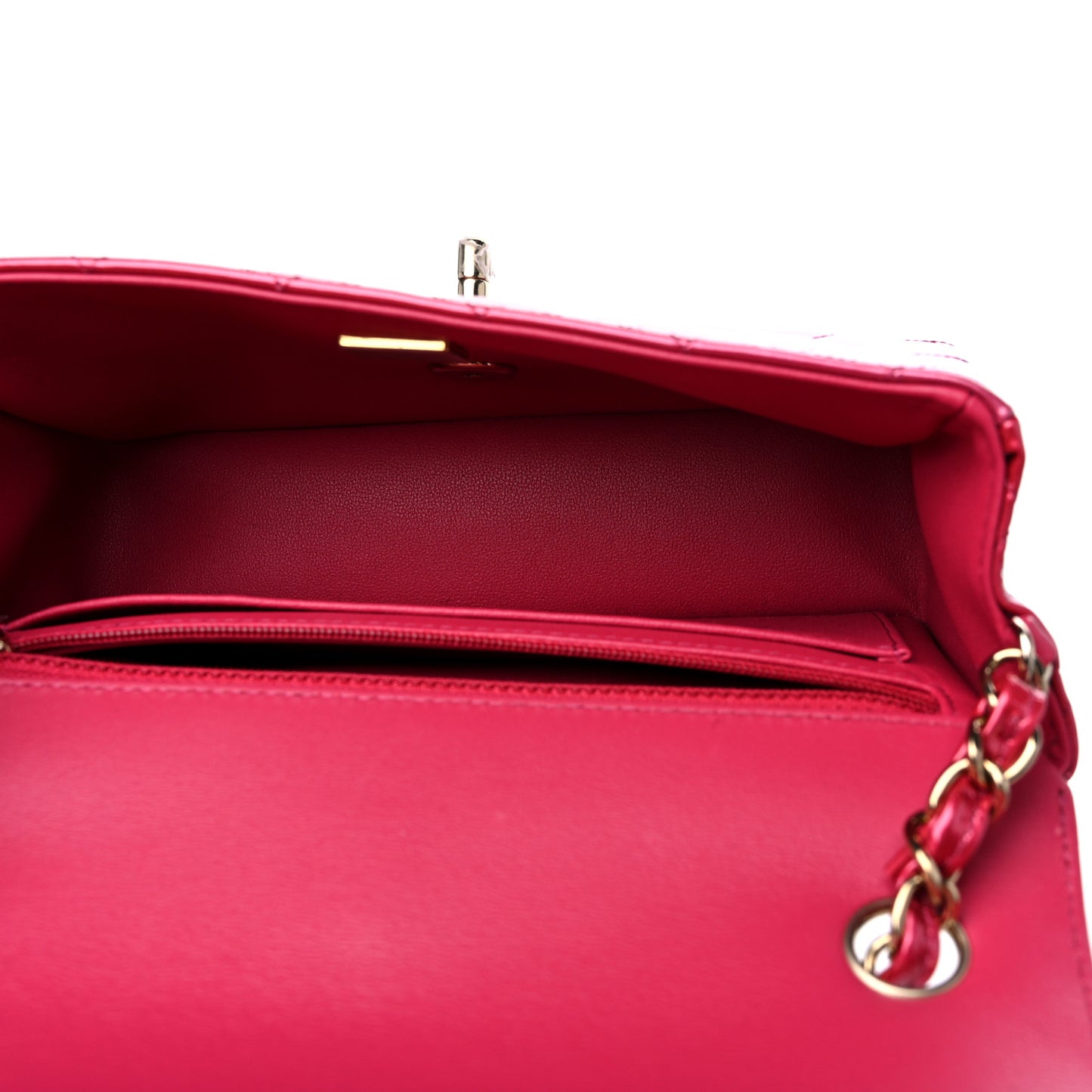 Shaded Patent Calfskin Quilted Mini Rectangular Flap Pink Dark Pink