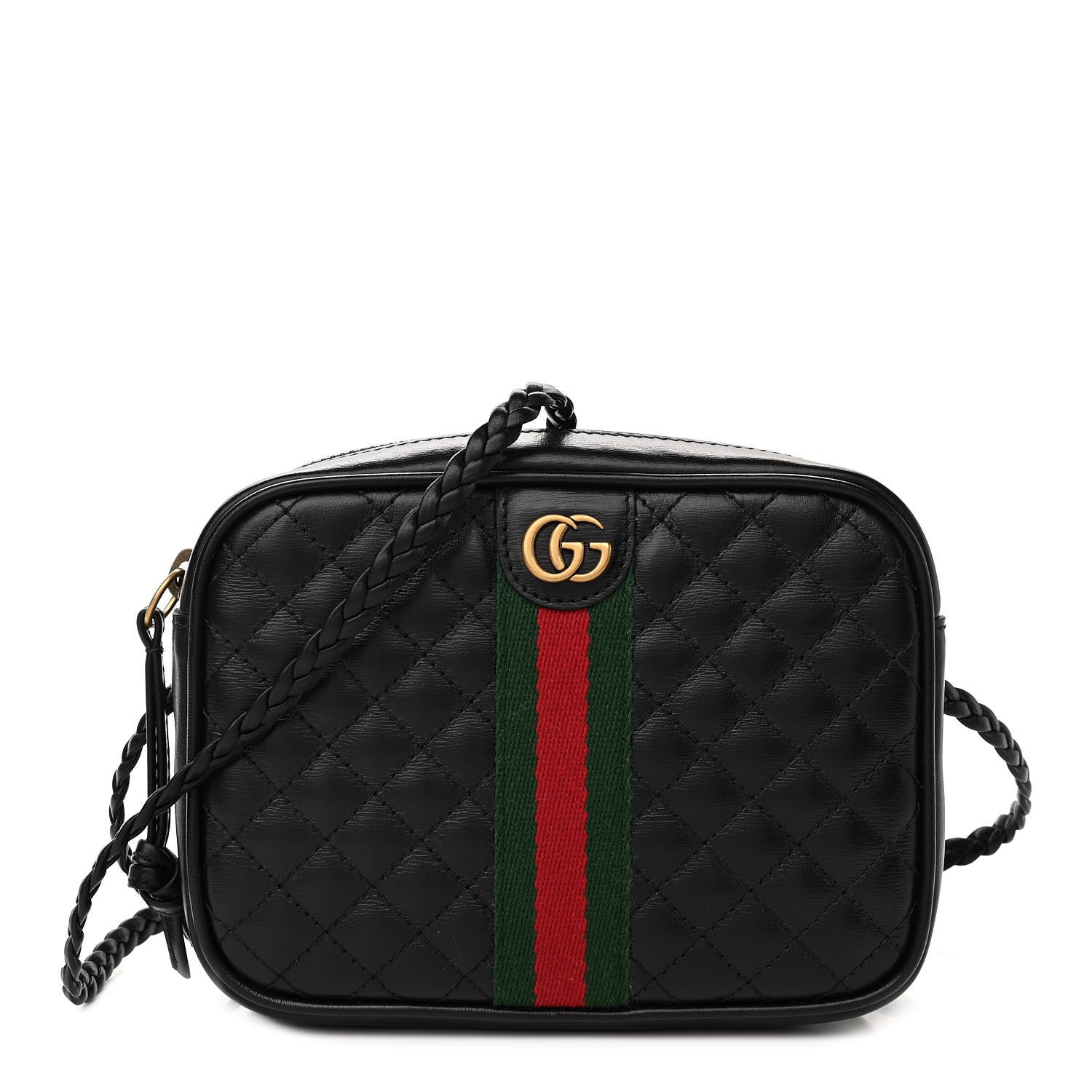 Gucci Calfskin Trapuntata Web Mini GG Shoulder Bag Black 1 of 11