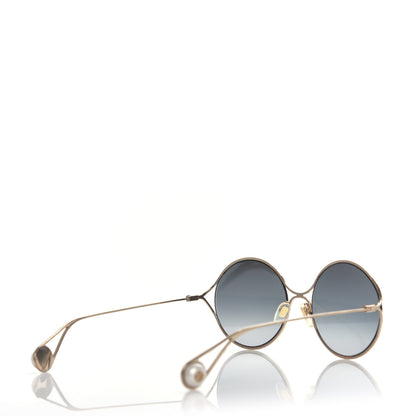 Gucci Metal Round Pearl Tip Sunglasses GG0253S Gold 4 of 6