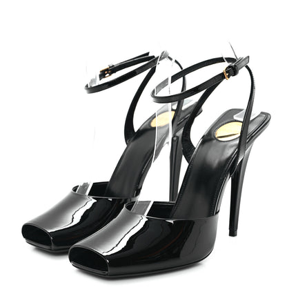 Saint Laurent Patent Calfskin La Scandale 110 Sandals 38.5 Black 4 of 9