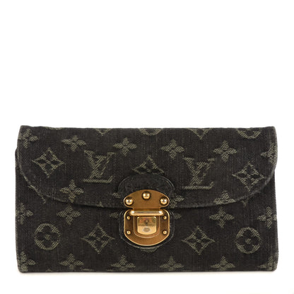 Louis Vuitton Denim Amelia Wallet Black 1 of 8