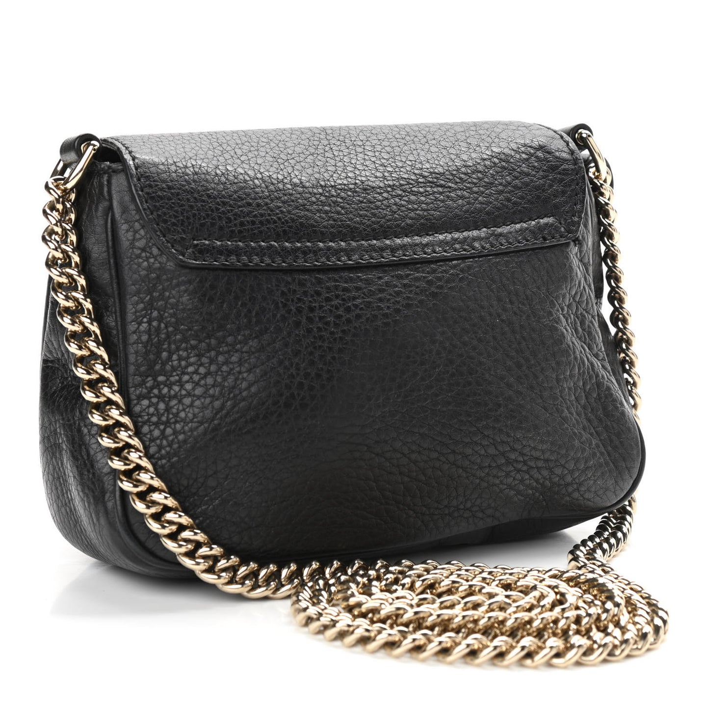 Pebbled Calfskin Small Soho Flap Crossbody Black