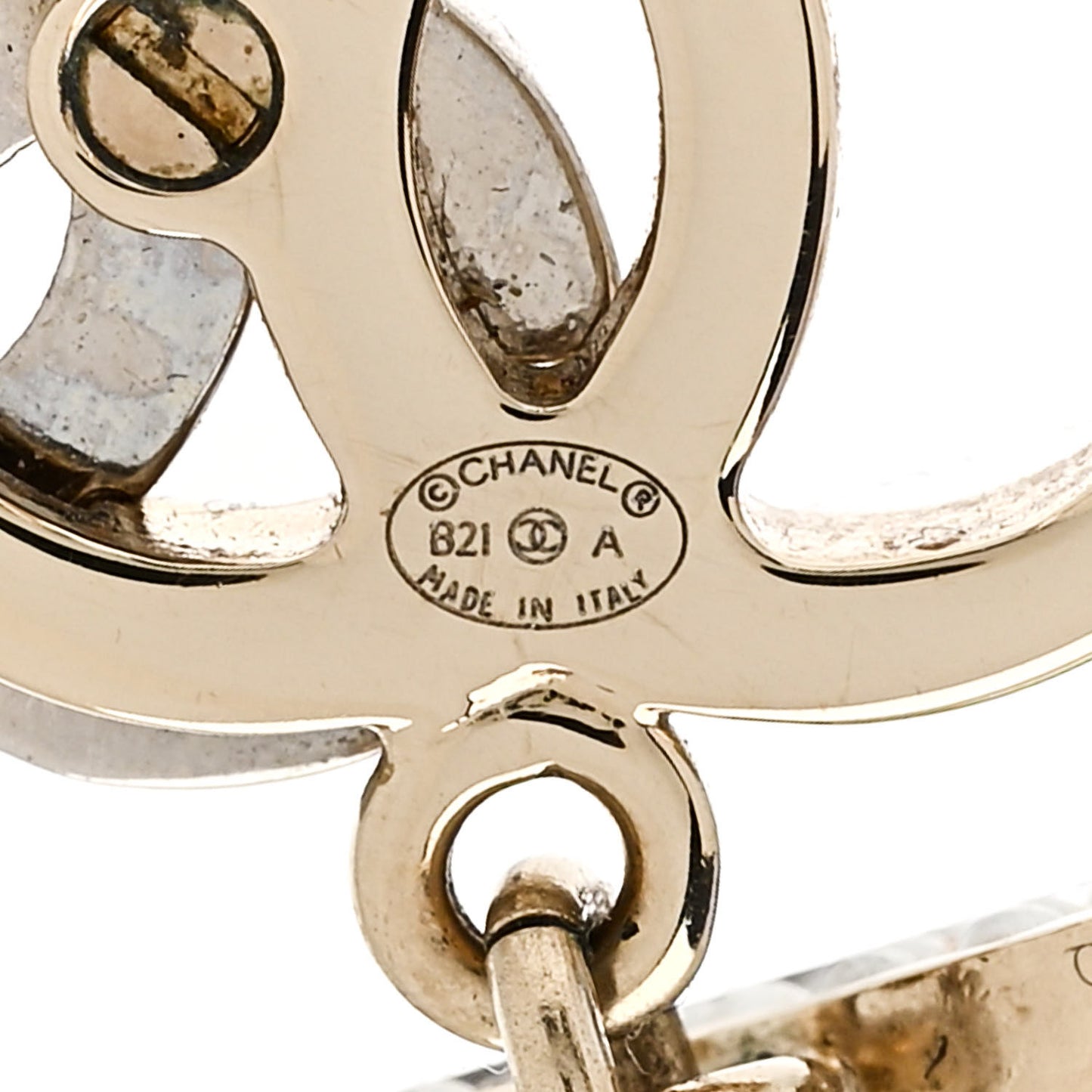 Crystal Pearl Double CC Drop Earrings Gold Silver