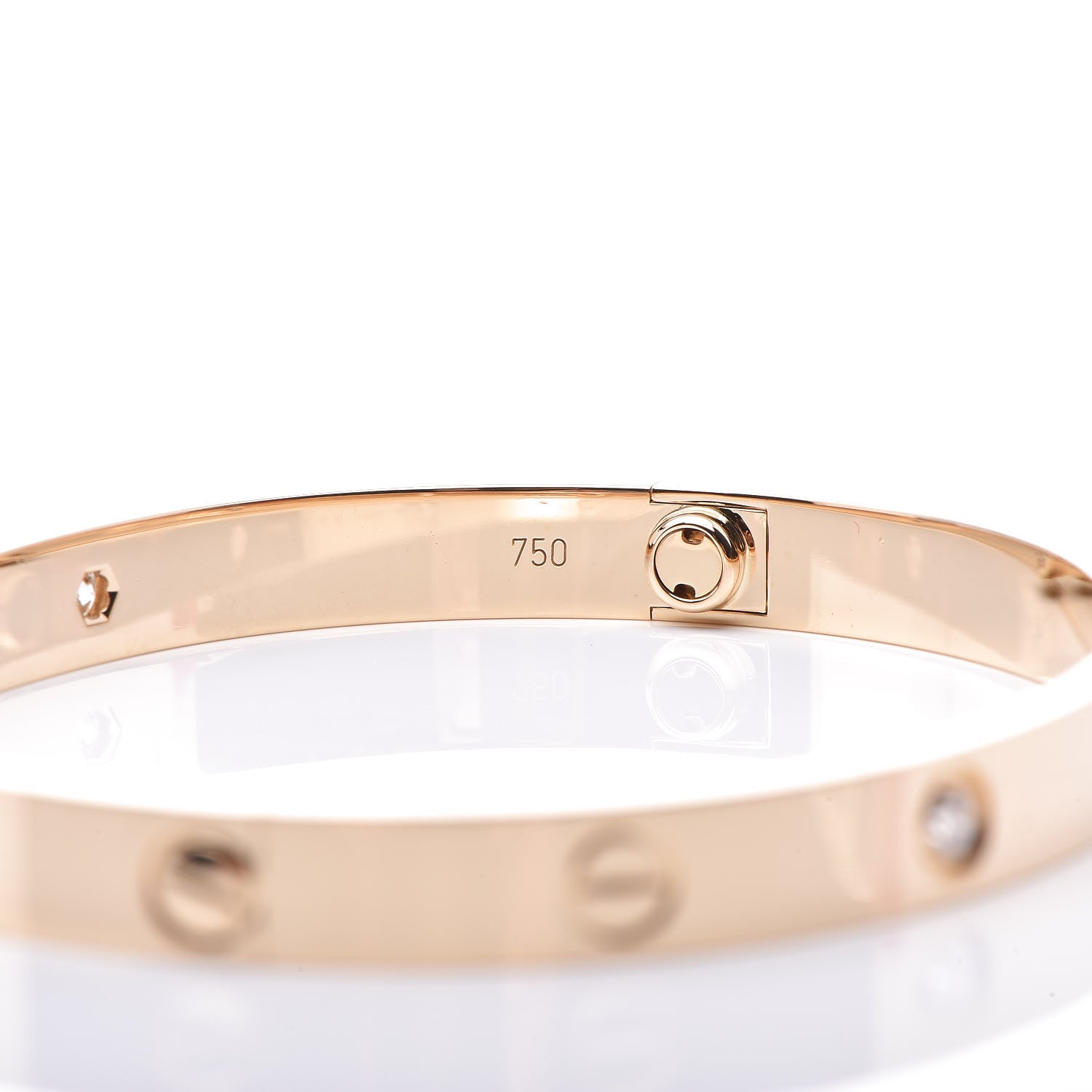 Cartier 18K Yellow Gold 4 Diamond LOVE Bracelet 18 5 of 7