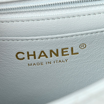 Chanel Lambskin Quilted Mini Top Handle Rectangular Flap Light Blue 6 of 10