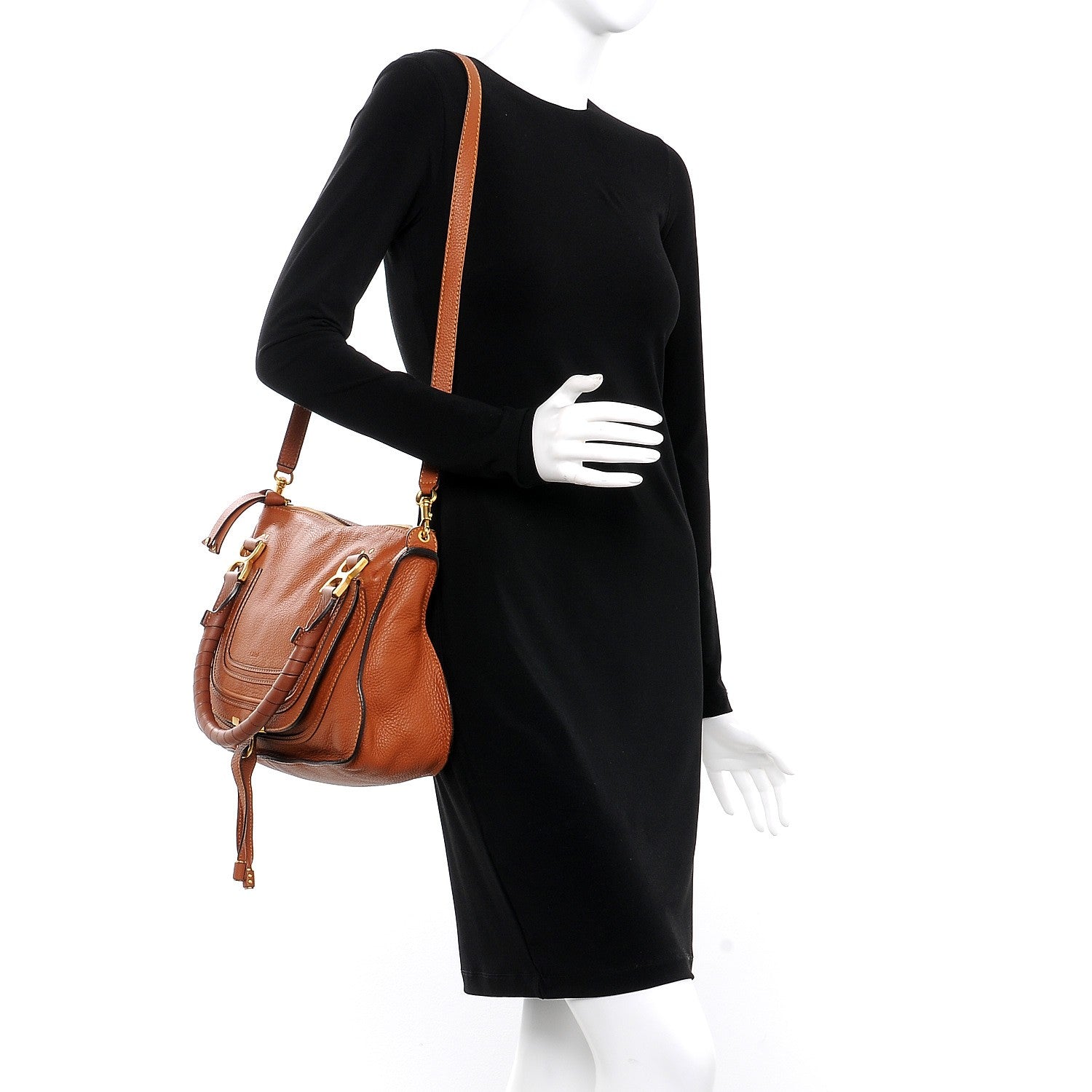 Chloe Calfskin Medium Marcie Satchel Tan 2 of 7