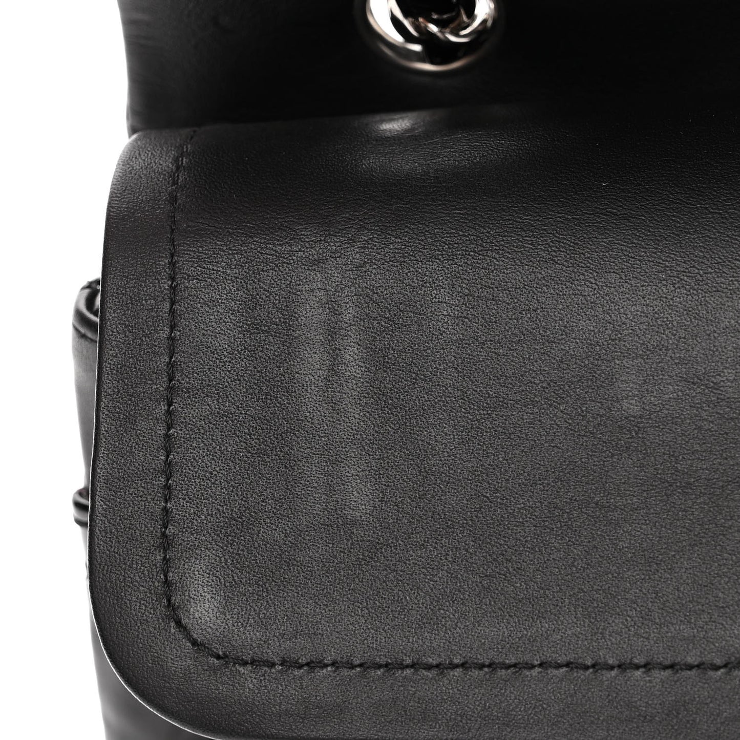 Patent Quilted Medium Double Flap Black