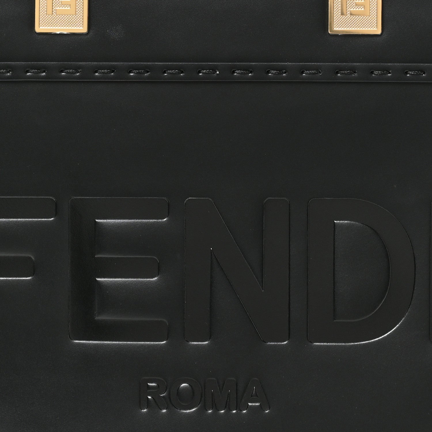 Fendi Vitello King Plexiglass Logo Embossed Small Fendi Sunshine Shopper Tote Black 6 of 8