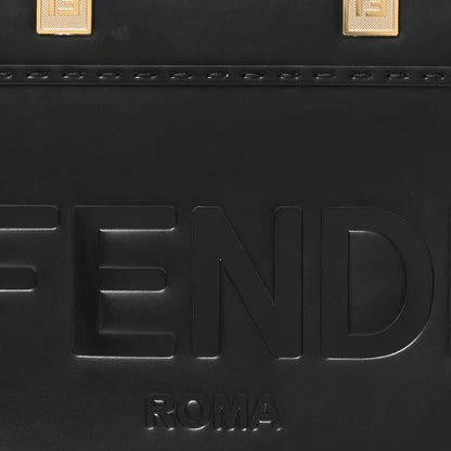 Fendi Vitello King Plexiglass Logo Embossed Small Fendi Sunshine Shopper Tote Black 6 of 8
