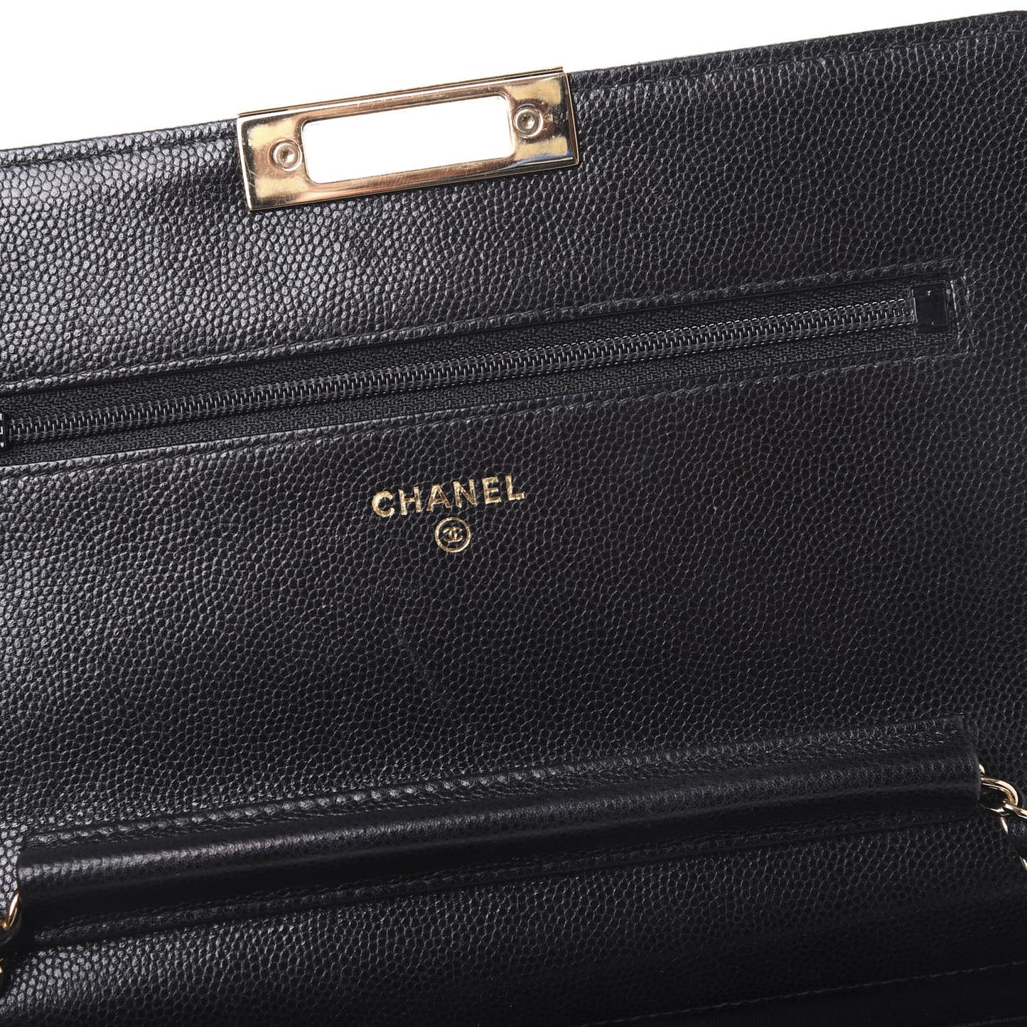 Caviar Quilted Golden Class Wallet On Chain WOC Black