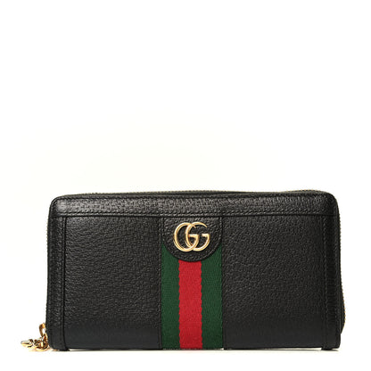 Gucci Calfskin Web Ophidia Zip Around Wallet Black 1 of 7