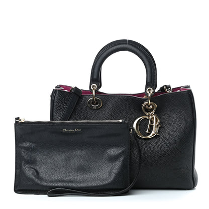 Christian Dior Bullcalf Medium Diorissimo Tote Black Rose Indien 3 of 11