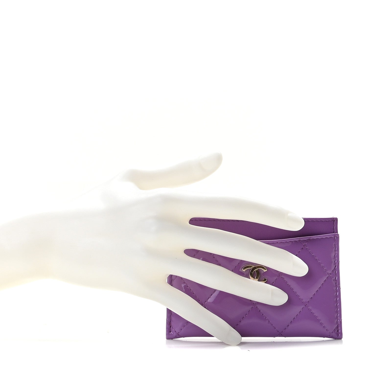 Chanel Patent Quilted Card Holder Purple 2 of 10