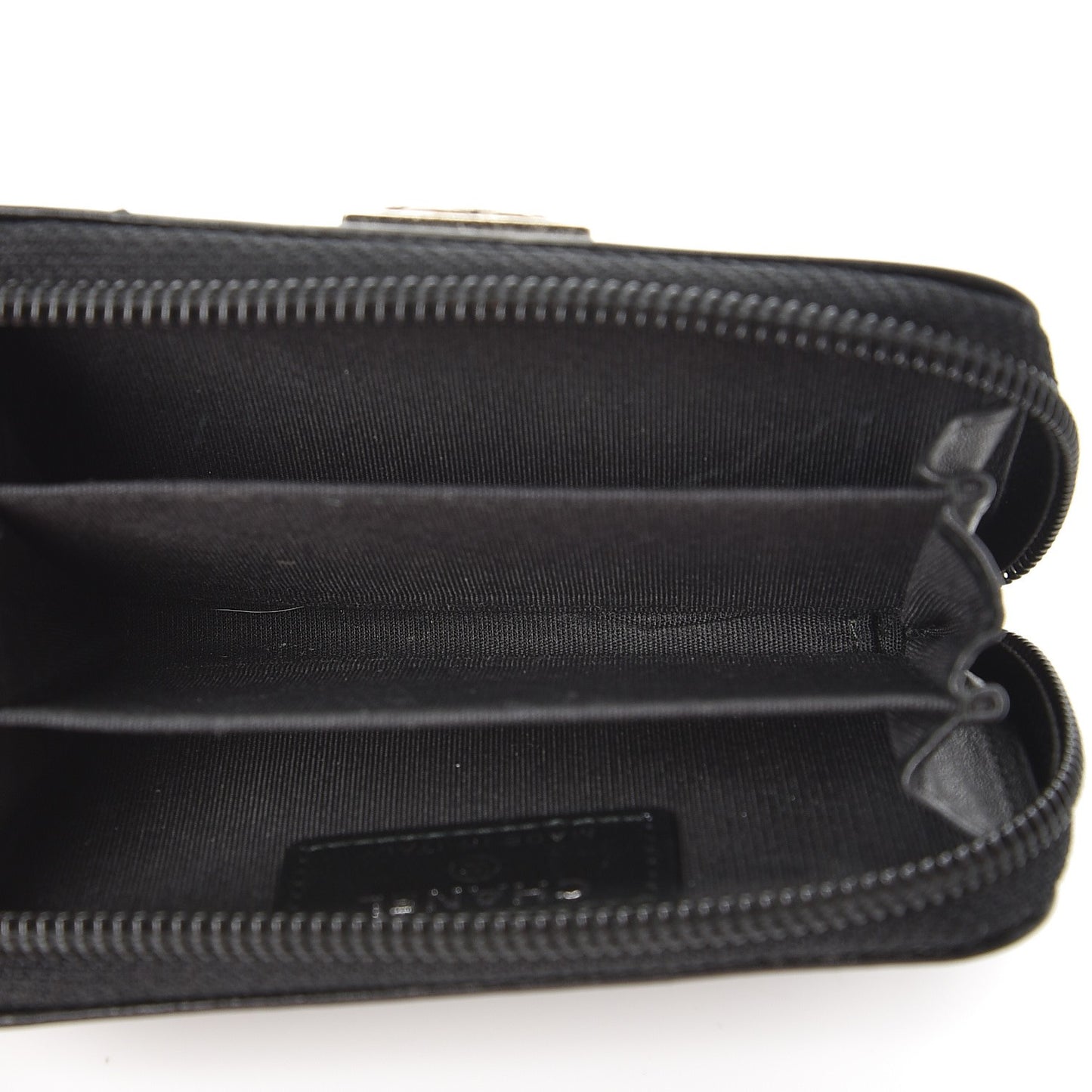Lambskin Quilted Zip Around Boy Coin Purse Wallet Black
