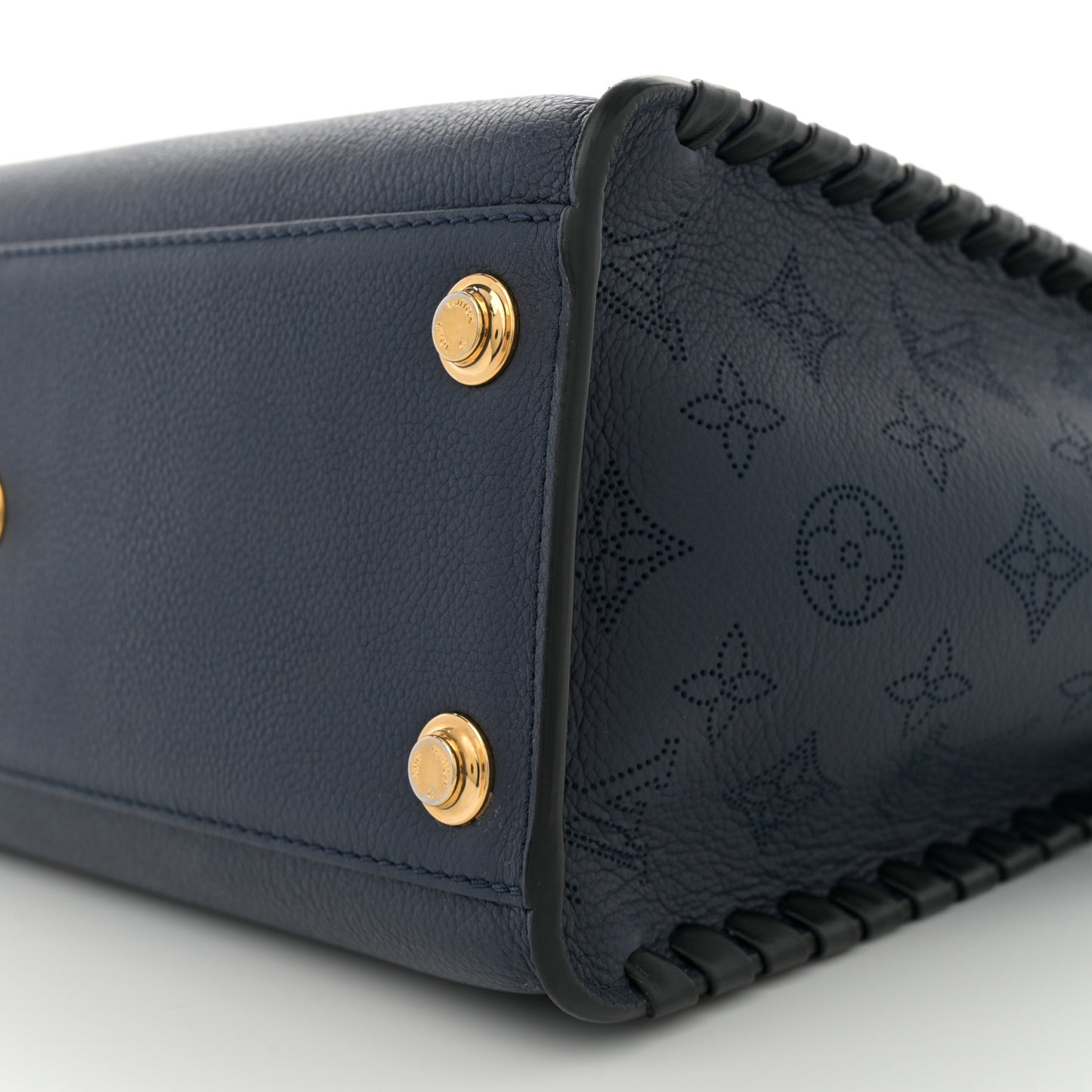 Calfskin Mahina Braided On My Side MM Navy Blue