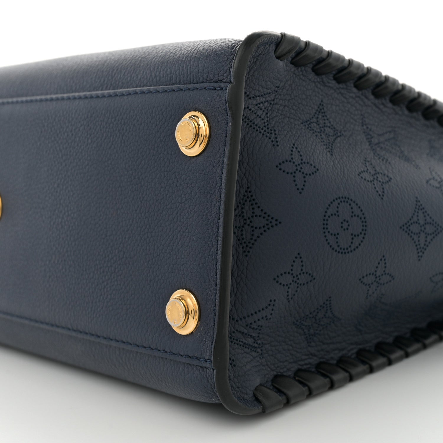 Louis Vuitton Calfskin Mahina Braided On My Side MM Navy Blue 9 of 10