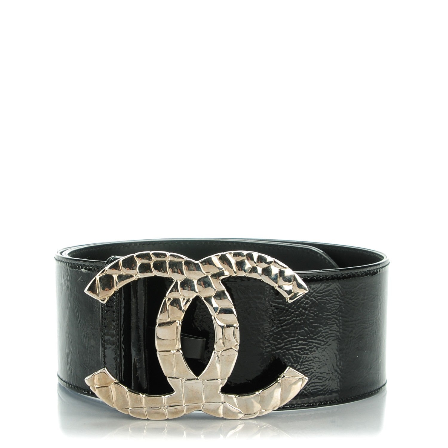 Chanel Patent CC Wide Belt 75 30 Black 1 of 5
