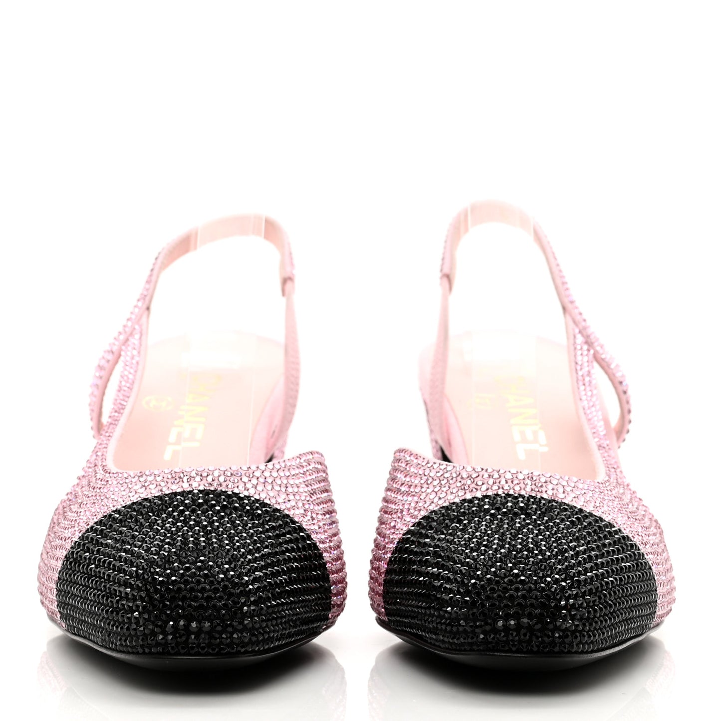 Strass Cap Toe CC Slingback Pumps 39.5 Pink Black