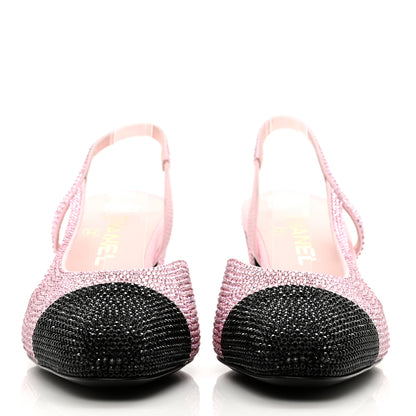 Chanel Strass Cap Toe CC Slingback Pumps 39.5 Pink Black 3 of 9