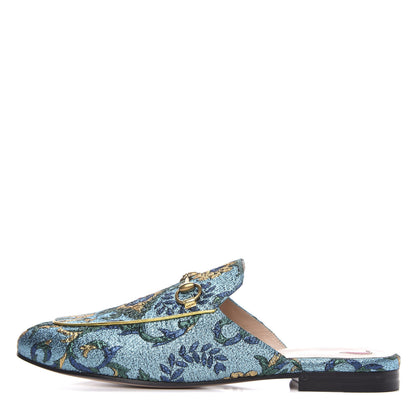 Gucci Iridescent Brocade Womens Princetown Slippers 38.5 Azure Multicolor Oro 1 of 9