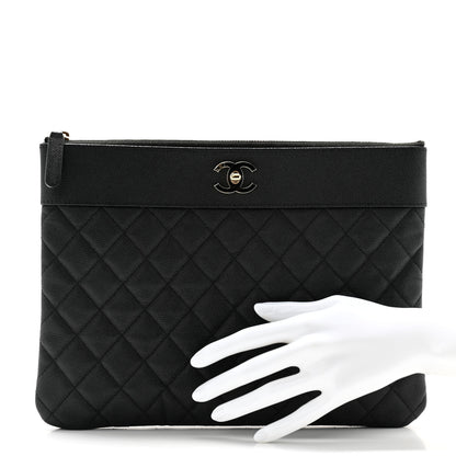 Chanel Caviar Quilted Mademoiselle Vintage Large Zip Pouch Black 2 of 9