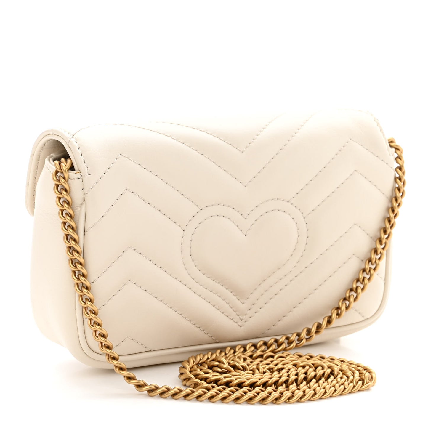 Calfskin Matelasse Super Mini GG Marmont Shoulder Bag White