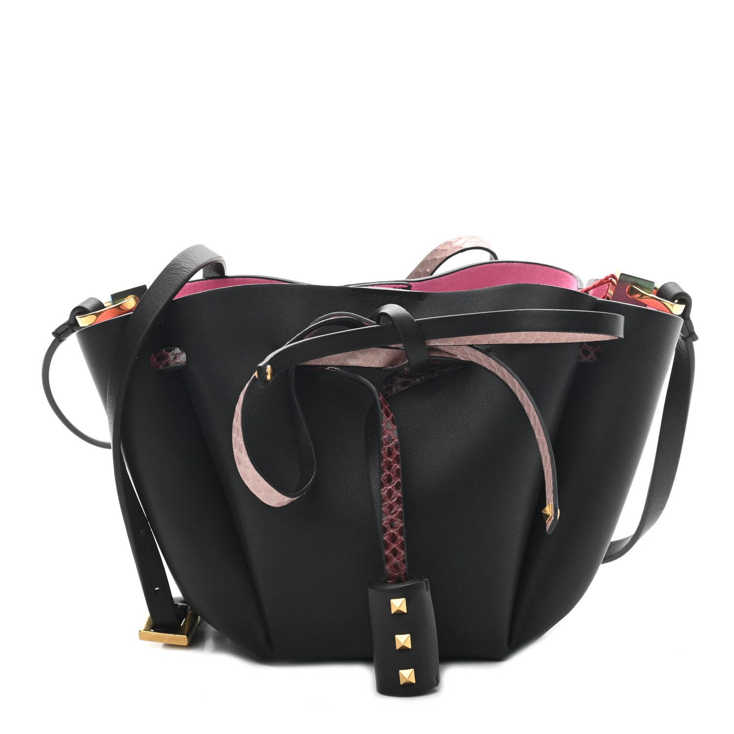 Valentino Garavani Vitello Ayers VLogo Bucket Bag Black 1 of 8