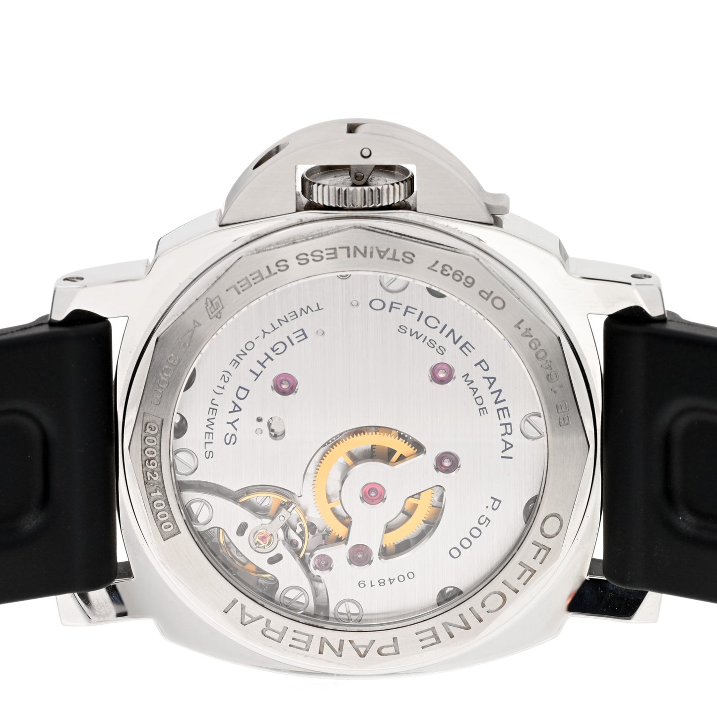 Stainless Steel Rubber 45mm Luminor Base 8 Days Manual Winding Watch White PAM00561