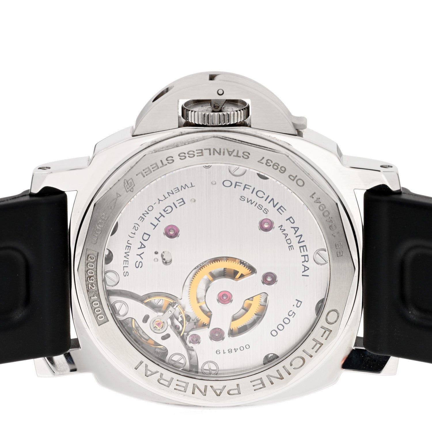 Panerai Stainless Steel Rubber 45mm Luminor Base 8 Days Manual Winding Watch White PAM00561 4 of 5
