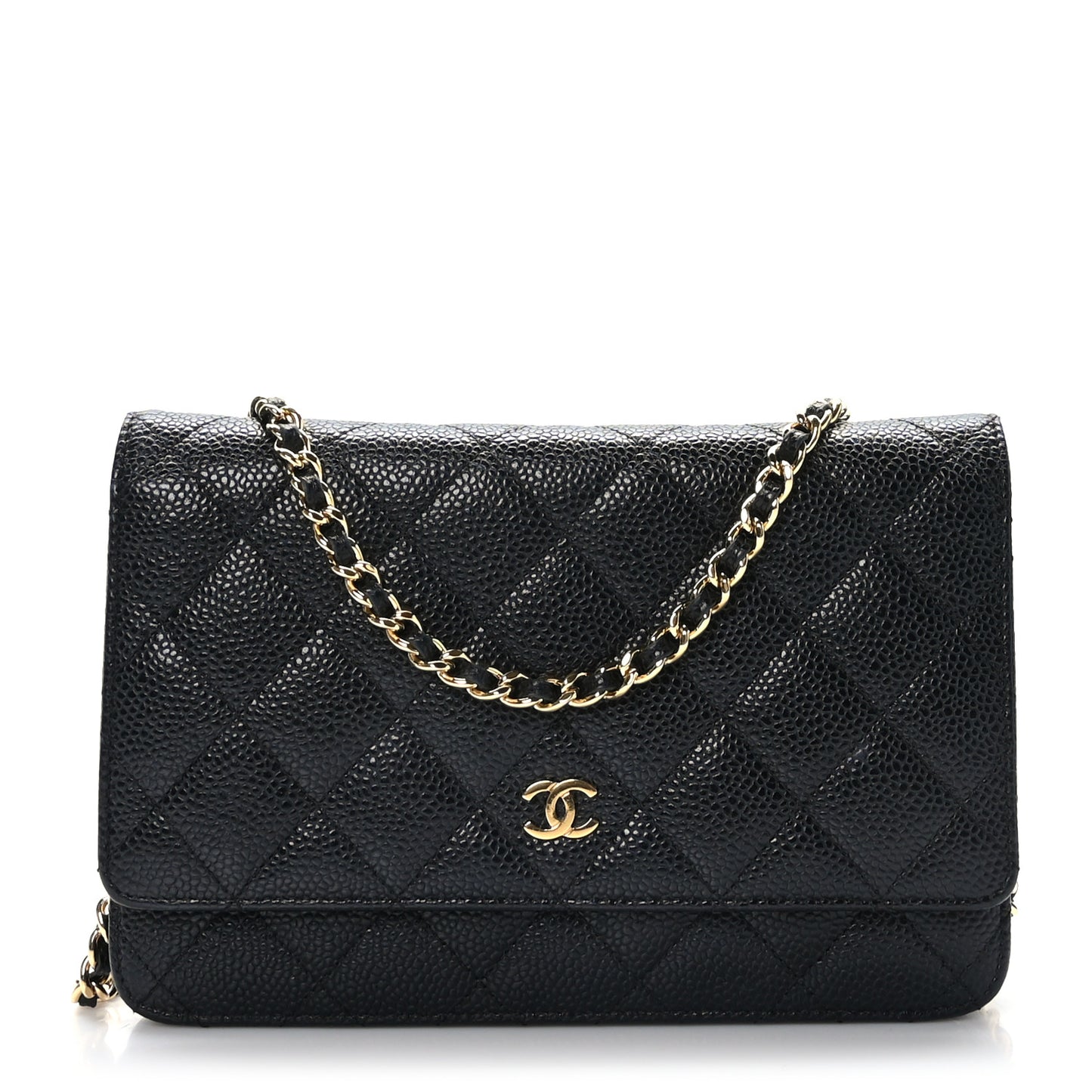 Caviar Quilted Wallet on Chain WOC Black