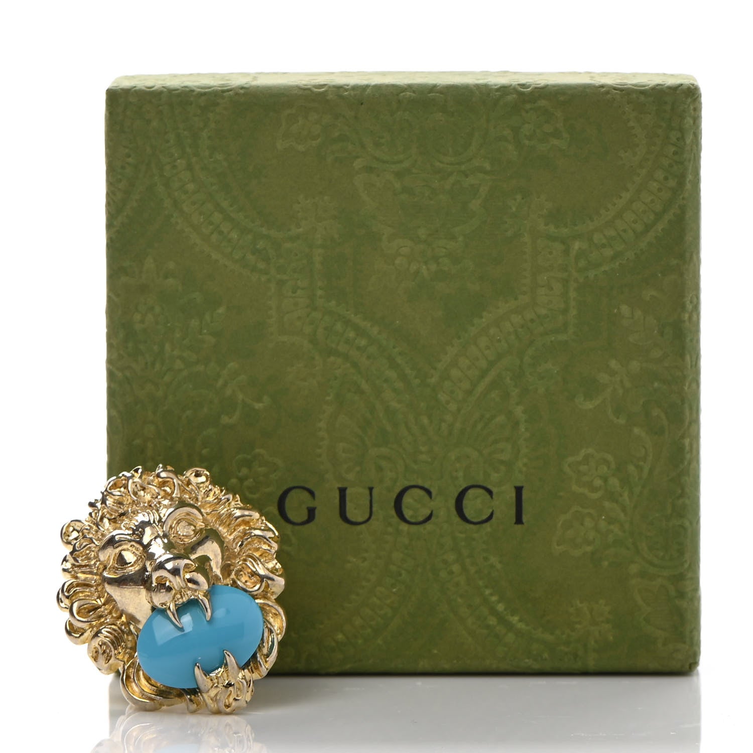 Gucci Metal Lion Head Ring M Aged Gold 9 of 9