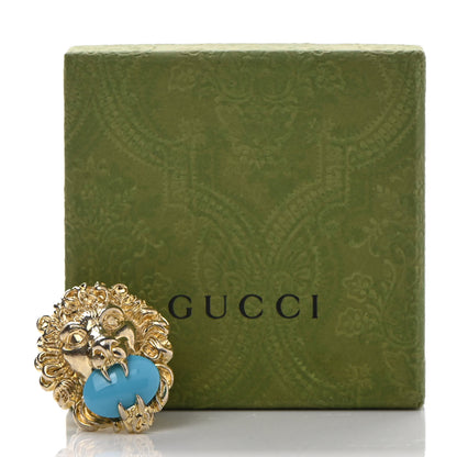 Gucci Metal Lion Head Ring M Aged Gold 9 of 9