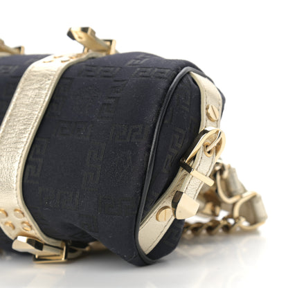 Versace Calfskin Nylon Madonna Satchel Black Gold 8 of 9