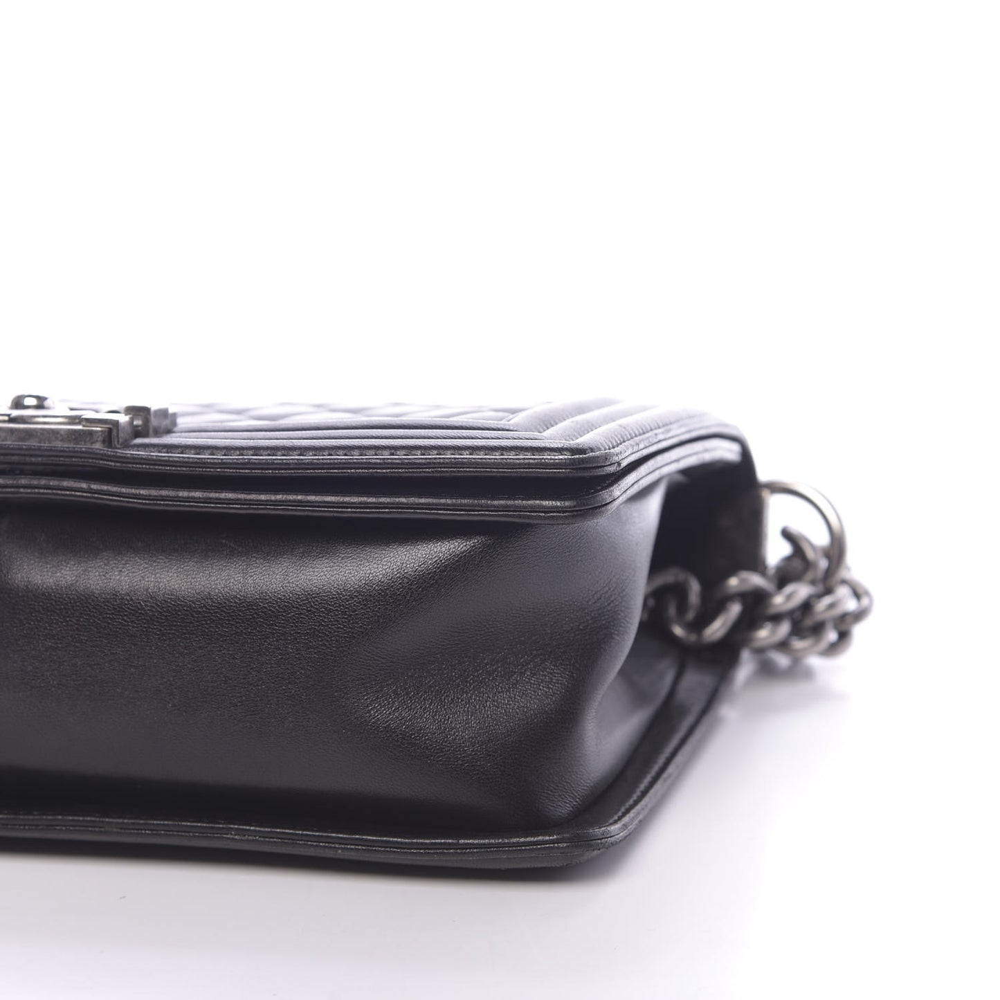 Lambskin Quilted Medium Boy Flap Black