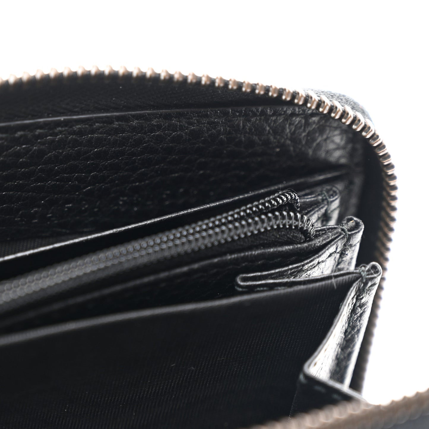 Pebbled Calfskin Blind For Love Zip Around Wallet Black