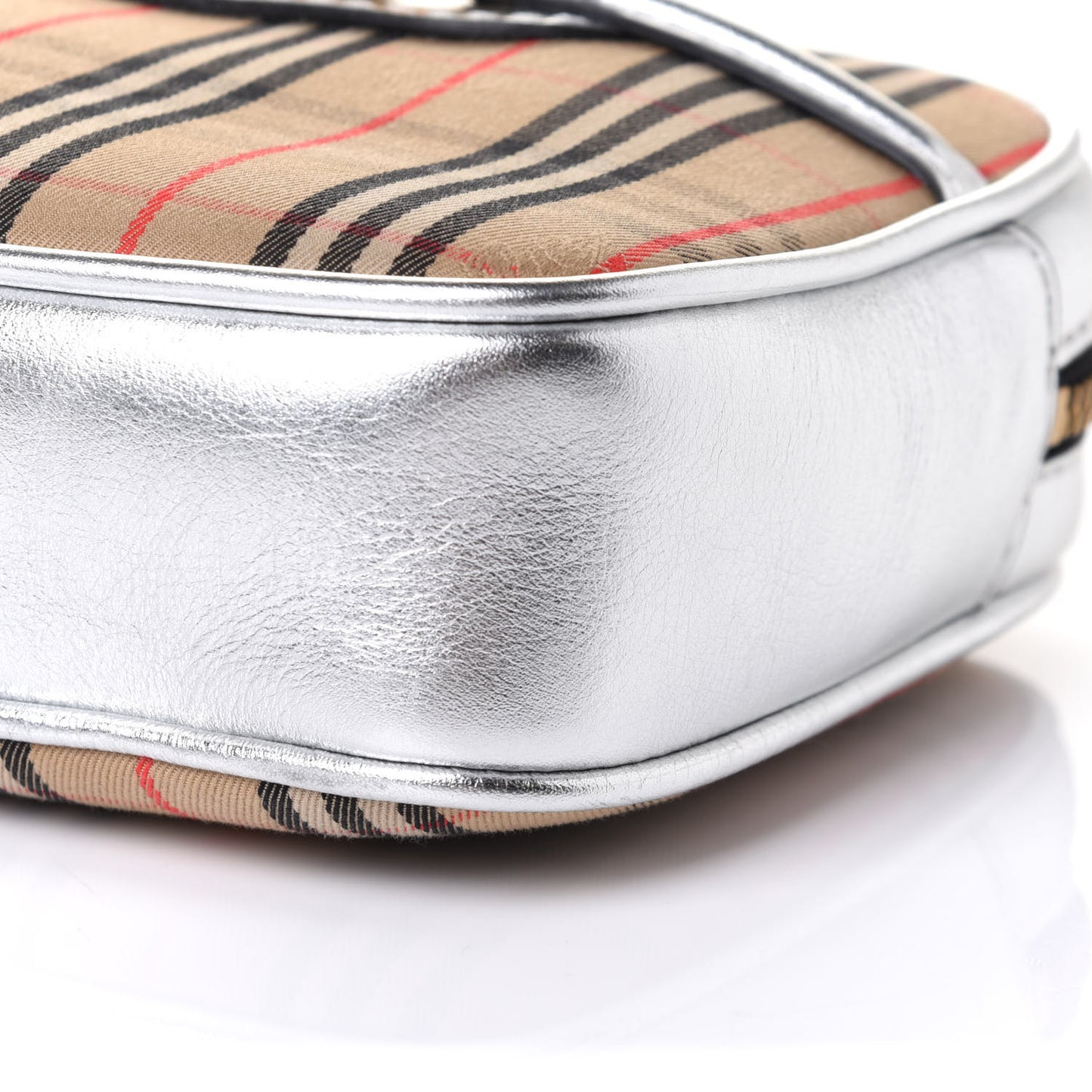 Metallic Smooth Calfskin 1983 Knight Check Link Bum Bag Silver