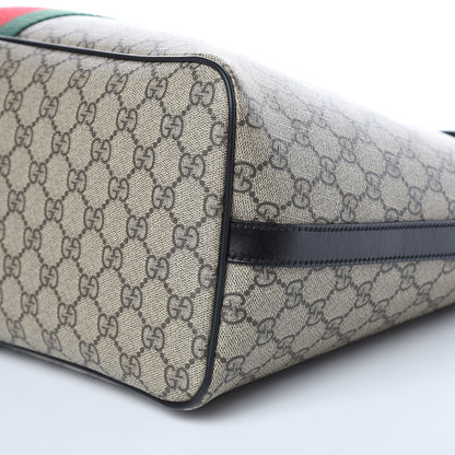 Gucci GG Supreme Monogram Web Medium Zippered Tote Beige Black 9 of 11