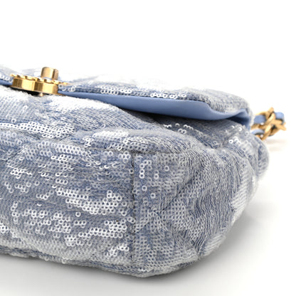 Chanel Sequin Quilted Medium Chanel 19 Flap Light Blue 10 of 10