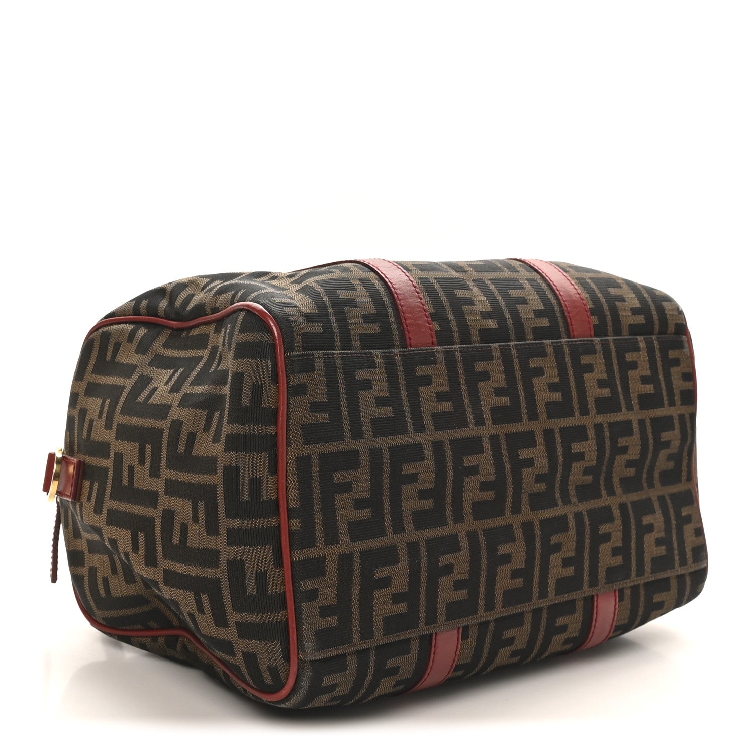 Fendi Zucca Calfskin Medium Convertible Boston Satchel Tobacco