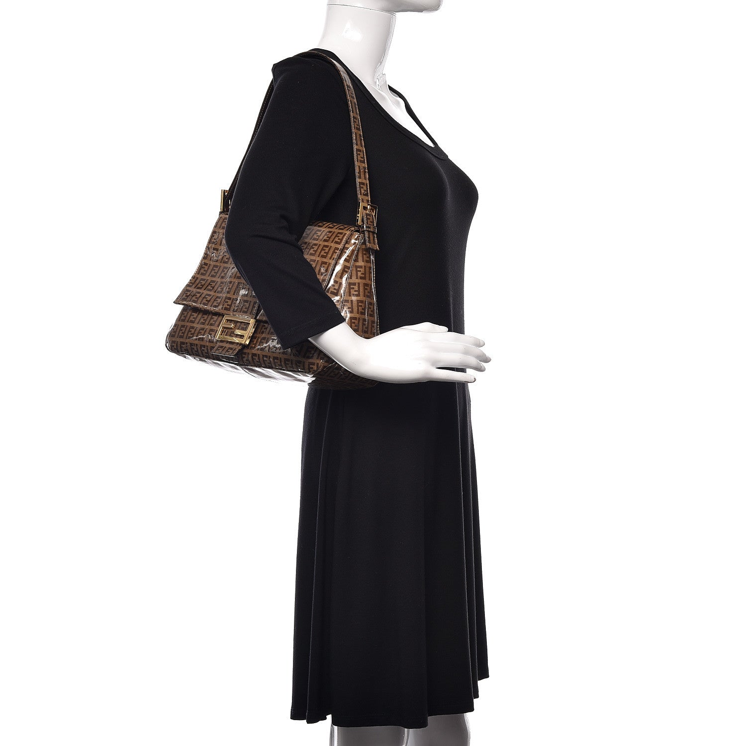 Fendi Vinyl Zucchino Mama Baguette Tobacco 2 of 9