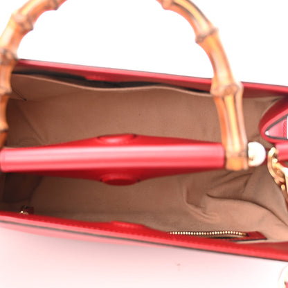 Gucci Nappa Bamboo Small Nymphaea Top Handle Bag Hibiscus Red 5 of 10