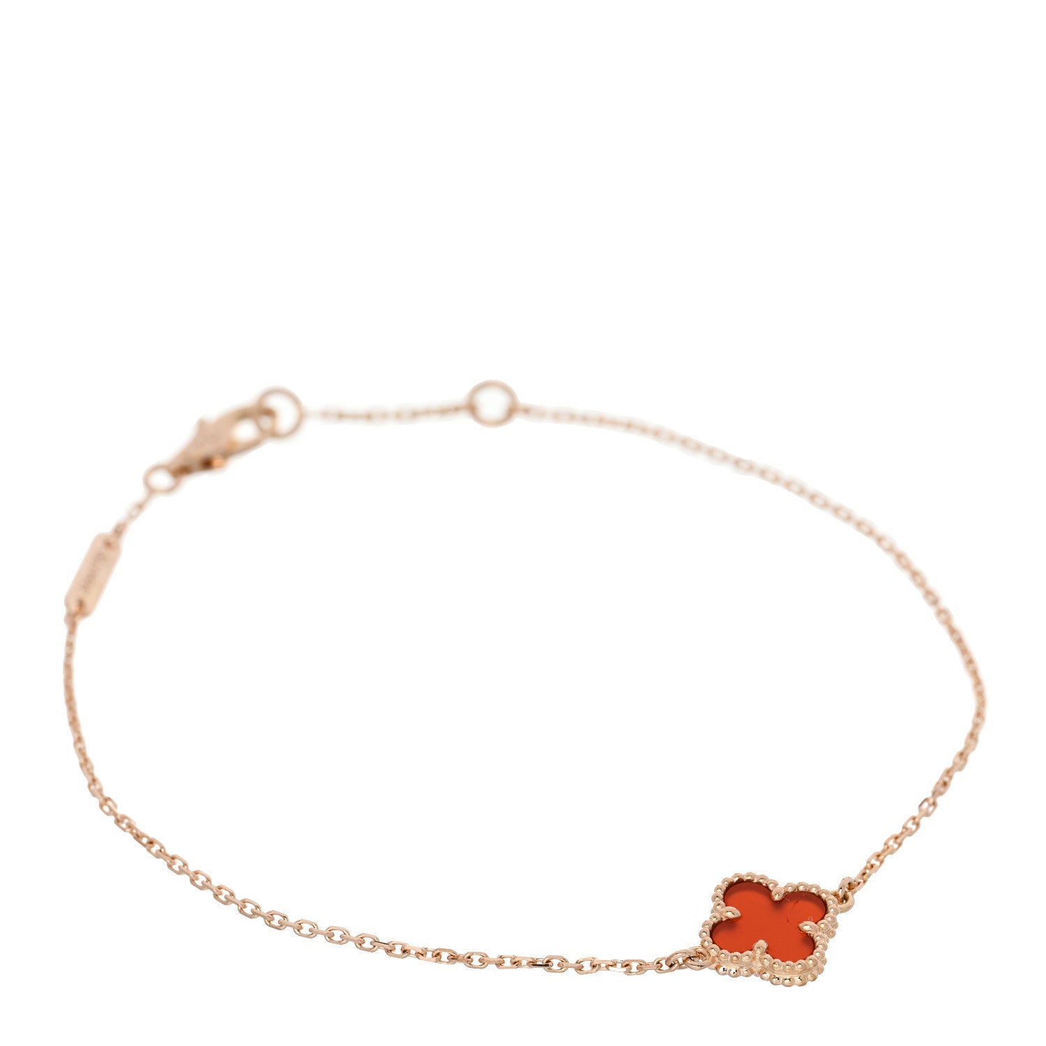 Van Cleef & Arpels 18K Rose Gold Carnelian Sweet Alhambra Bracelet 1 of 4