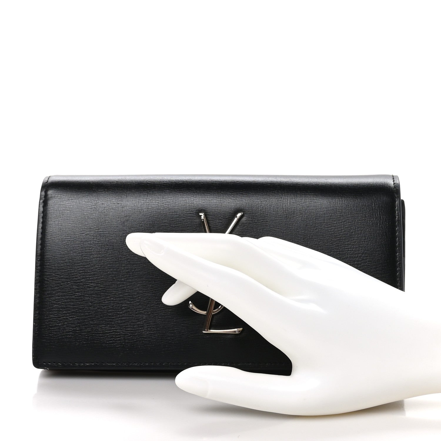Saint Laurent Smooth Calfskin Classic Monogram Cassandre Wallet Black 2 of 14