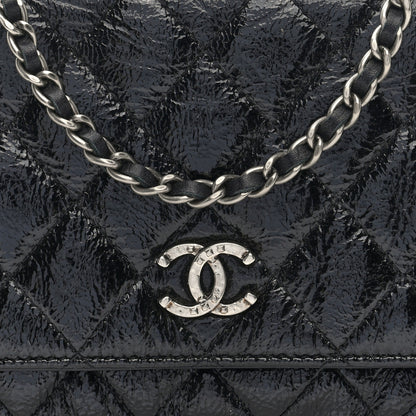 Chanel Patent Goatskin Quilted Paris Dallas Wallet On Chain WOC Black 8 of 10