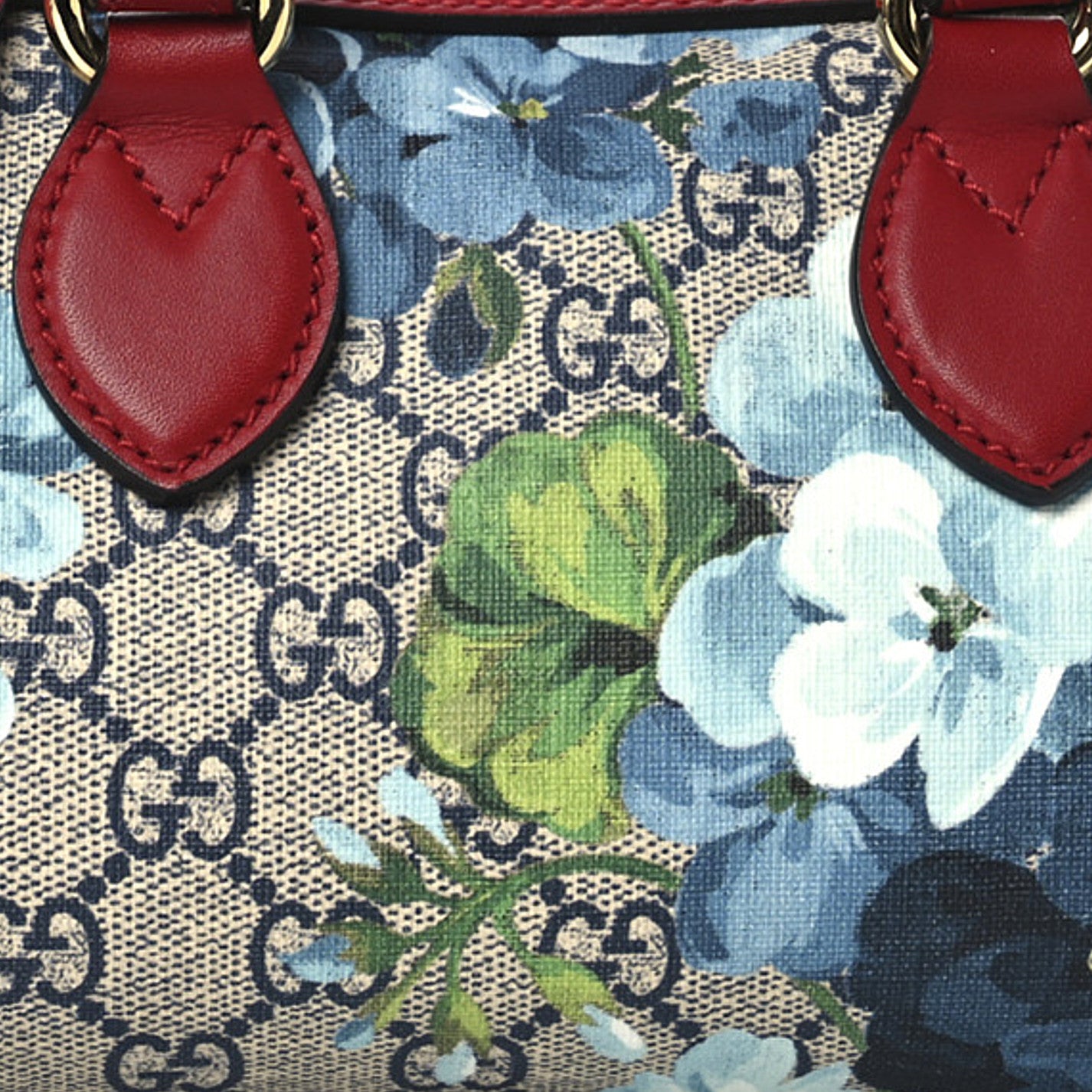 GG Supreme Monogram Blooms Mini Boston Navy Blue Hibiscus
